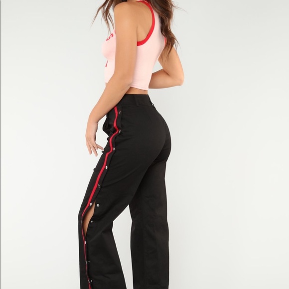 NWT FASHION NOVA BLACK RACER STRIPE PANT - Picture 3 of 5